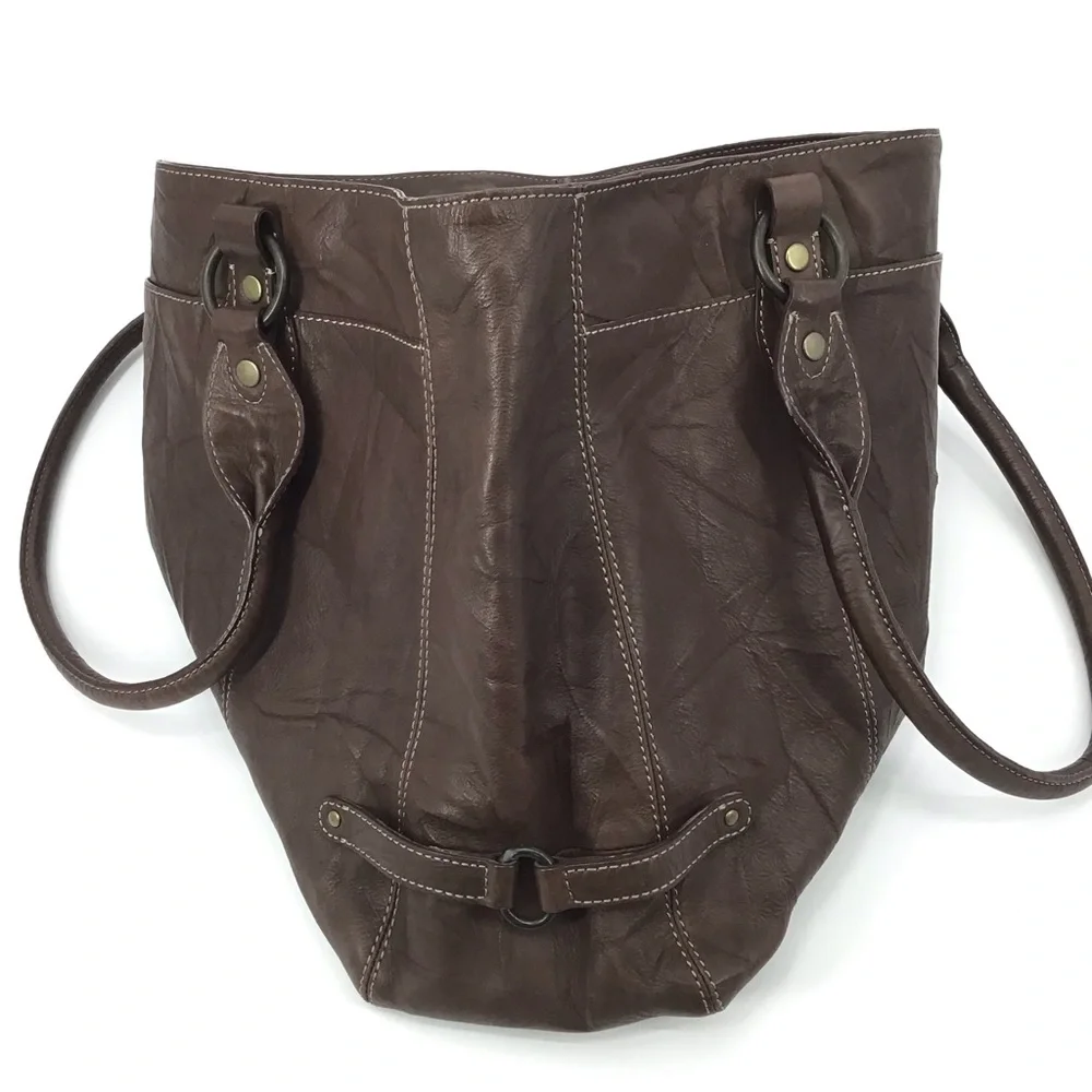 J Jill Brown Textured Embossed Leather Tote - Picture 8 of 16